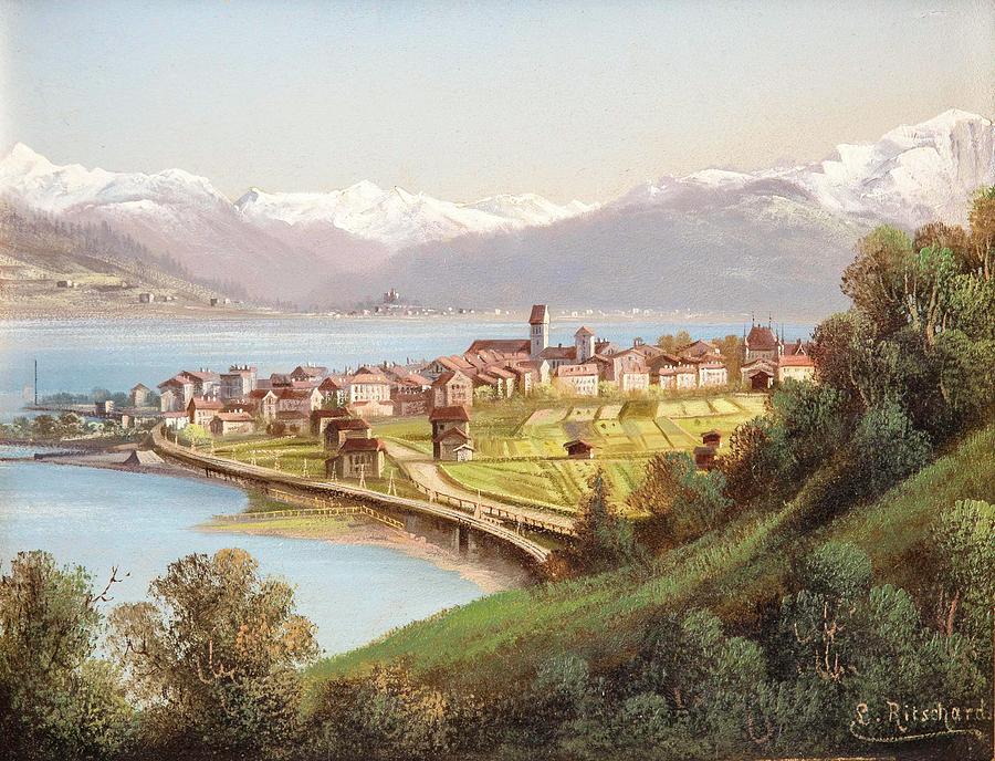 view of Zell am See Painting by Hubert Sattler