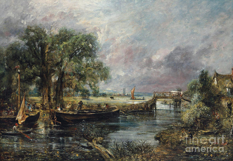 View on the Stour near Dedham Painting by John Constable