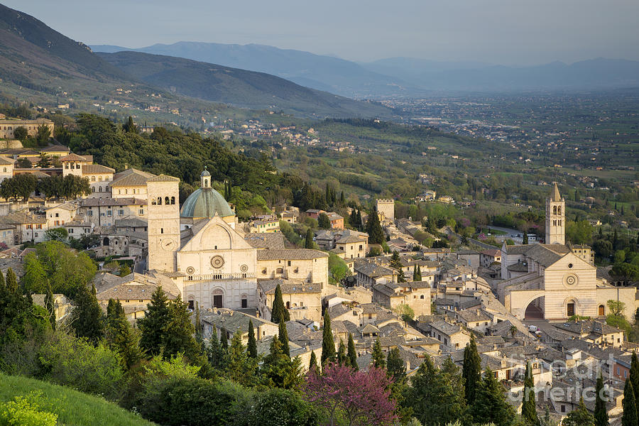 Sunset Photograph - View over Assisi by Brian Jannsen