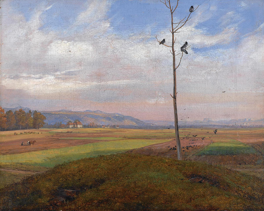 View over Fields near Dresden  Painting by Johan Christian Dahl