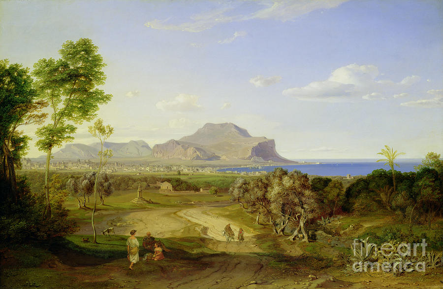 View Painting - View Over Palermo by Carl Rottmann View Painting - View Over Palermo by Carl Rottmann