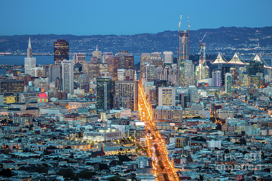 View over San Francisco by Night, California in USA Photograph by Amanda Mohler
