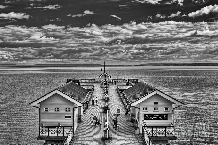 View Over The Pier Mono Photograph by Steve Purnell