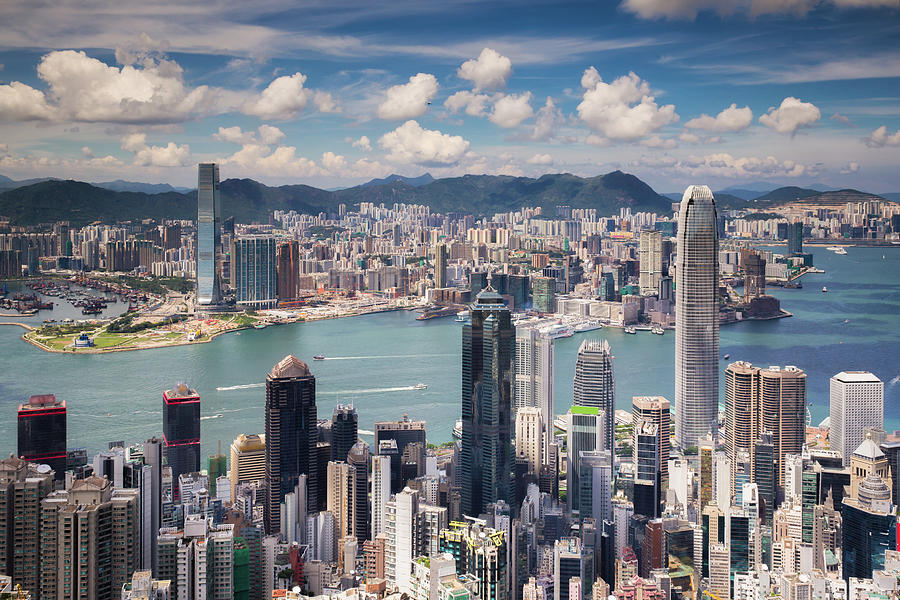 View point of Hongkong city and Kowloon city from the top of vic Photograph by Anek Suwannaphoom