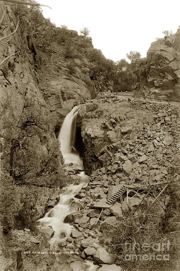 View Photograph - View Rainbow Falls, Ute Pass, Manitou, CO by William Henry Jacks by Monterey County Historical Society
