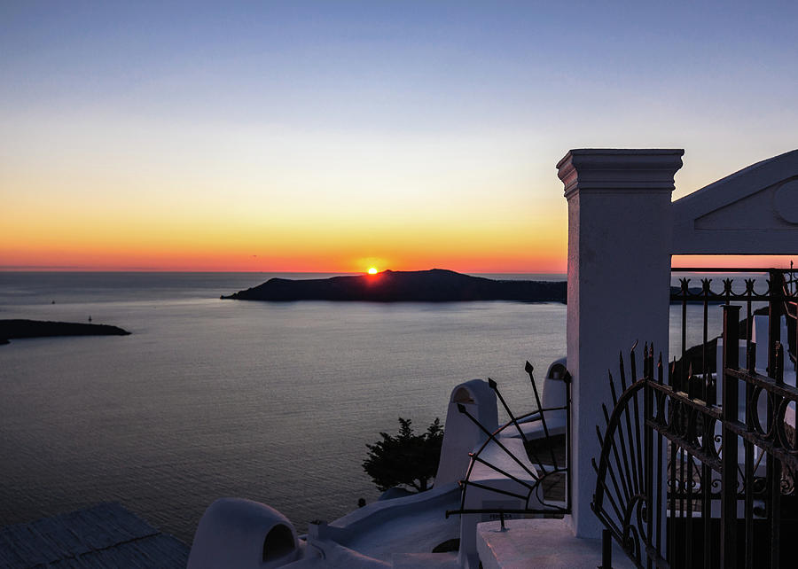 View to sunset from Thira Photograph by Sergey Simanovsky