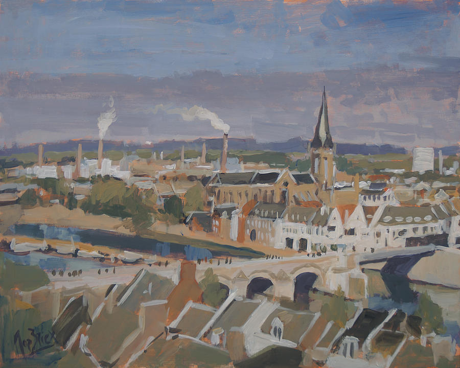 View to the East bank of Maastricht Painting by Nop Briex