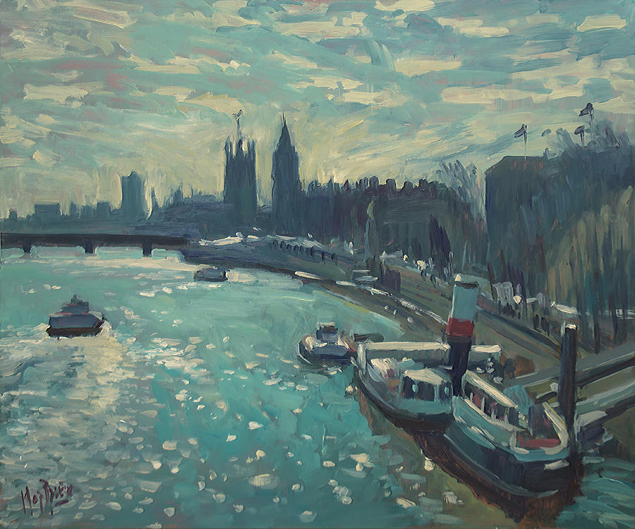 View to Westminster London Painting by Nop Briex