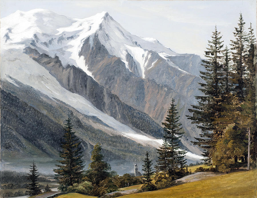 View towards Chamonix Mont Blanc Painting by Martinus Rorbye
