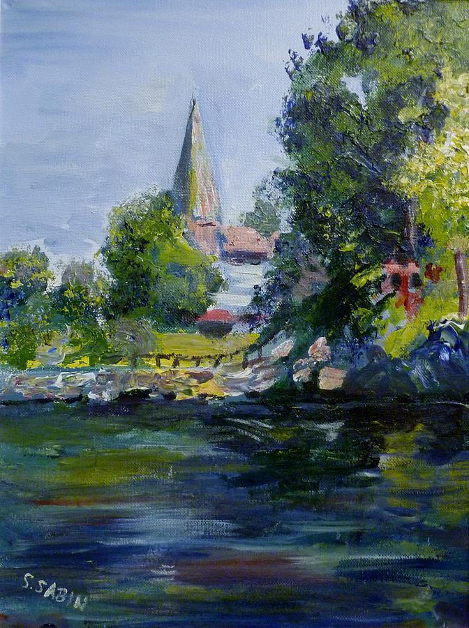 View with Belleville church  Painting by Saga Sabin