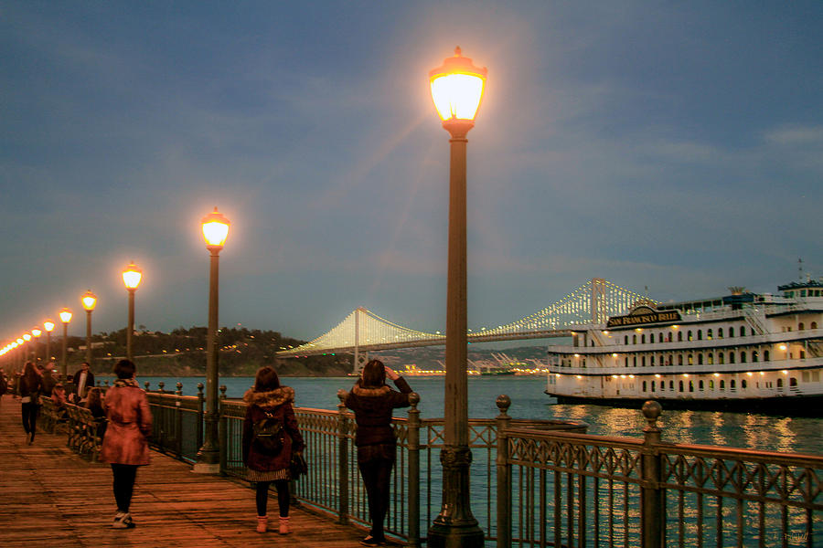 Viewing the Bay Bridge Lights Photograph by Bonnie Follett