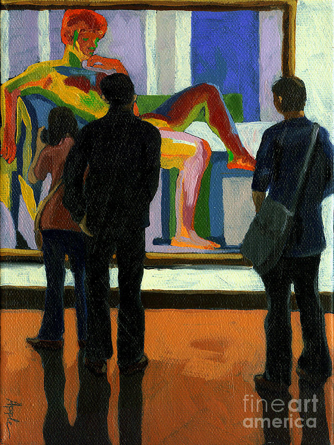 Viewing the Nude oil painting Painting by Linda Apple