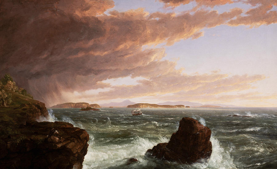 Views Across Frenchmans Bay from Mt Desert Island After a Squall Painting by Thomas Cole
