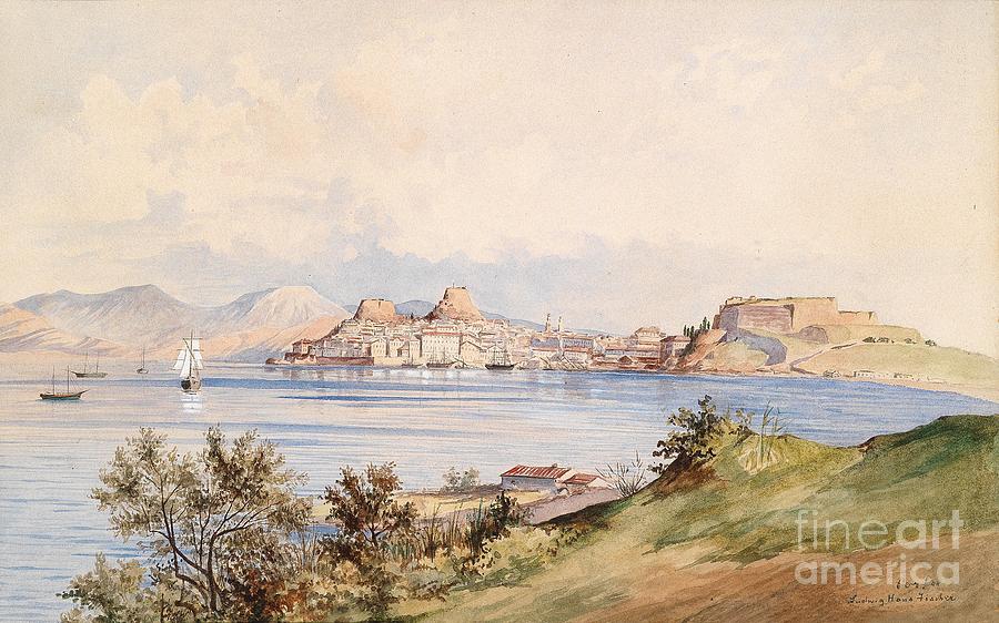 views of the city Corfu Painting by Celestial Images