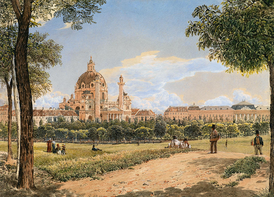 Views of the Karlskirche and the Polytechnic Institute Painting by Rudolf von Alt