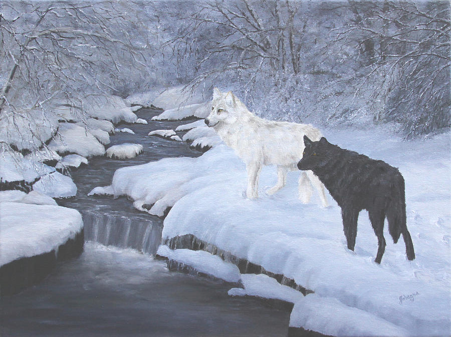 Vigilance - Wolves Painting by Johanna Lerwick