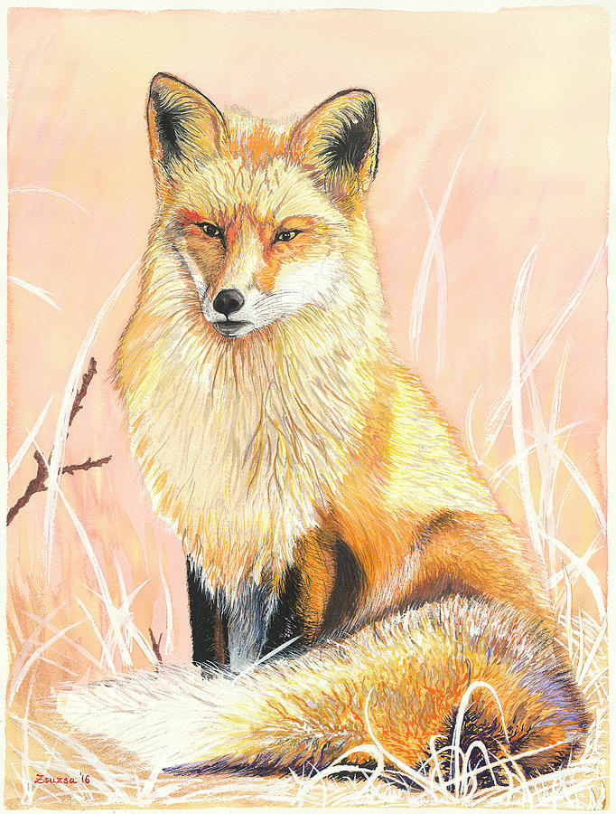 Vigilant Fox Painting by Zsuzsanna Rossetter - Fine Art America