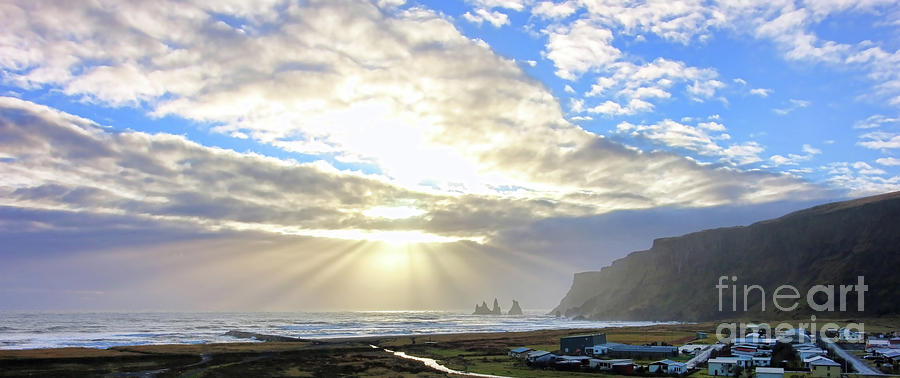 Vik Iceland Sunrays 7028 crop Photograph by Jack Schultz
