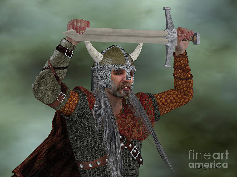 Viking Man with Sword Painting by Corey Ford