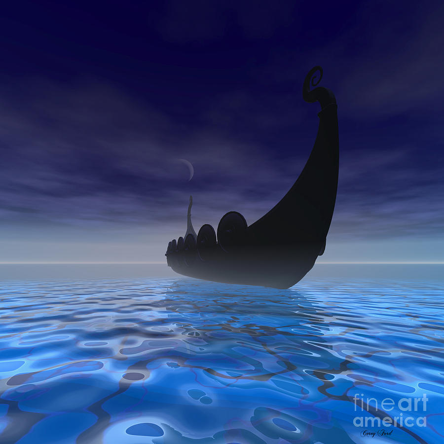 Fantasy Painting - Viking Ship by Corey Ford