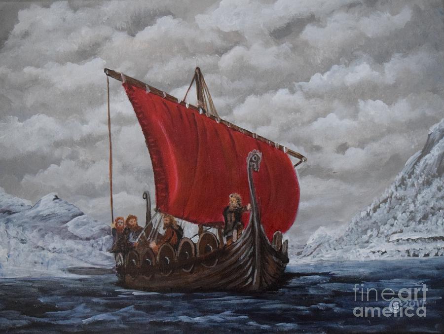 viking ship painting