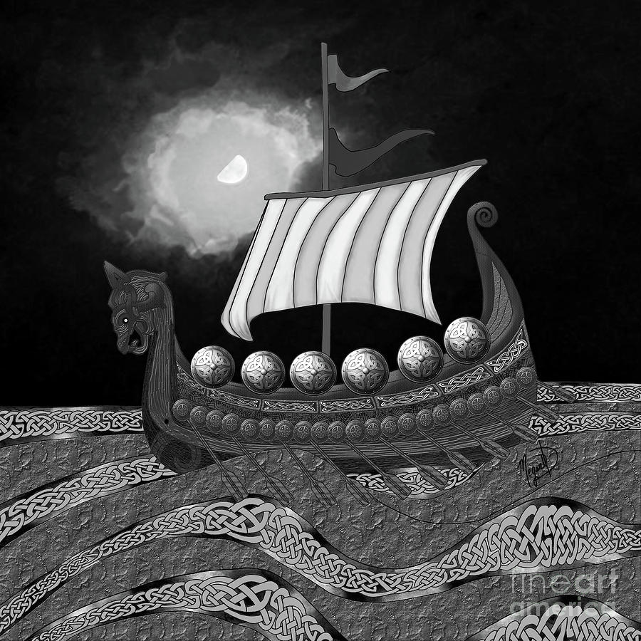 Viking Ship_BW Digital Art by Megan Dirsa-DuBois