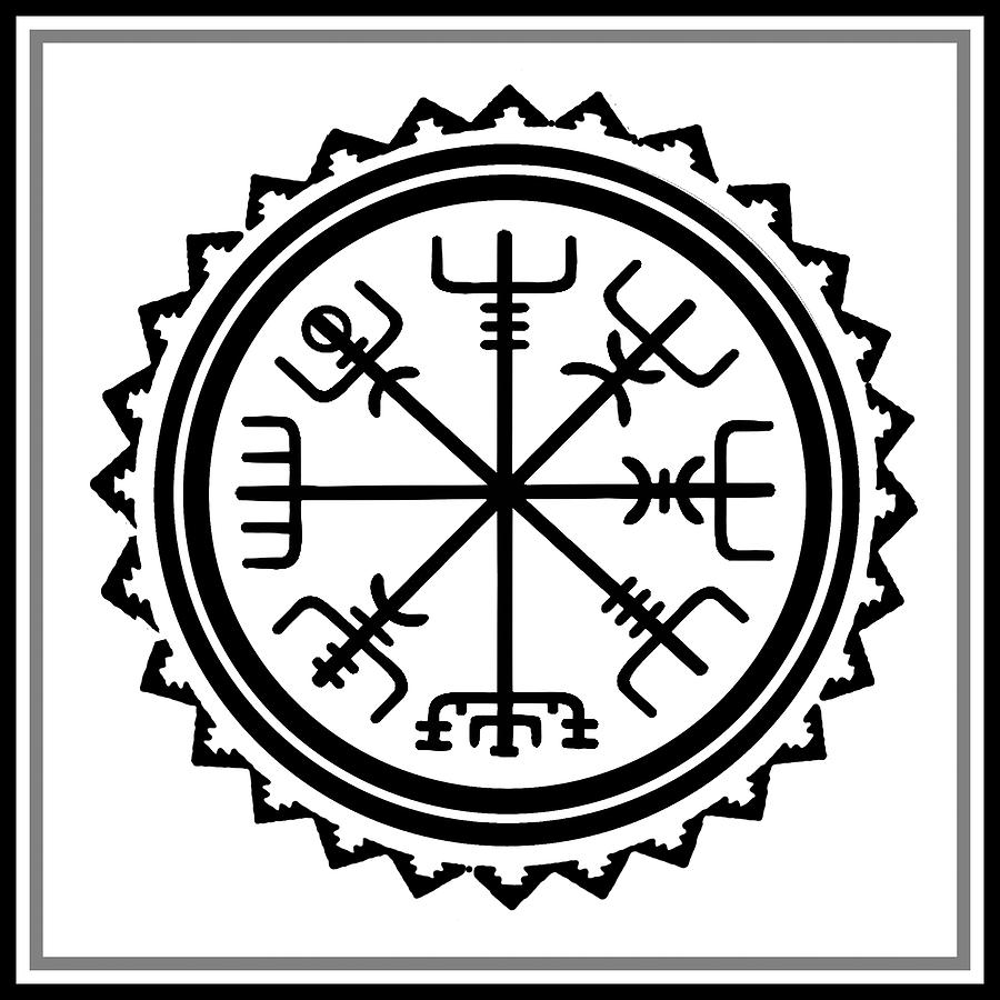 Viking Vegvisir Protection Compass Digital Art by Vagabond Folk Art - Virginia Vivier