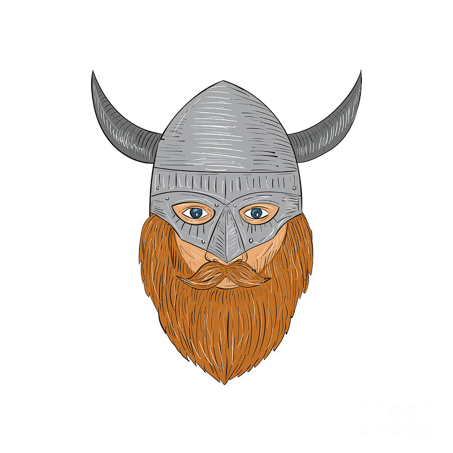 Viking Warrior Head Drawing Digital Art by Aloysius Patrimonio Fine