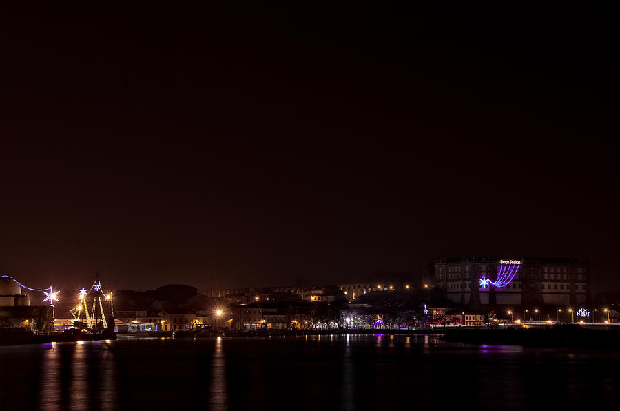 Vila do Conde at night Photograph by Paulo Goncalves