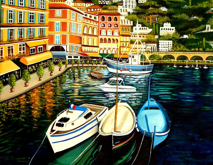 Boat Painting - Villa Franche by Elizabeth Robinette Tyndall