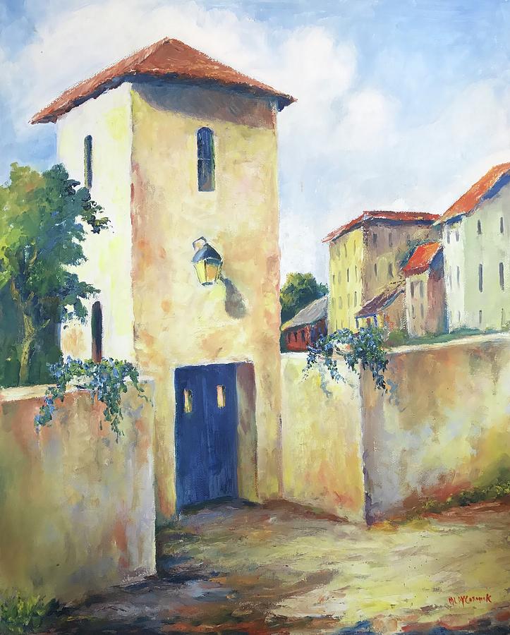 Tuscan Villa with a Blue Door Painting by ML McCormick