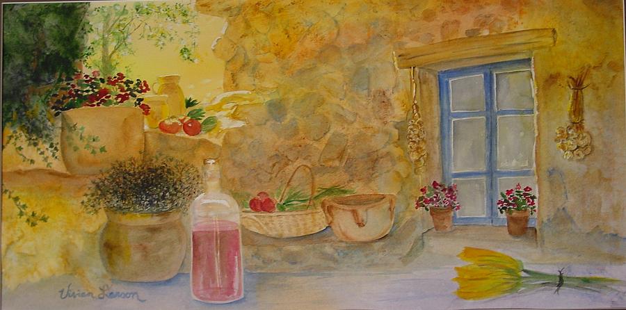 Wine Painting - Villa With Still Life by Vivian Larson