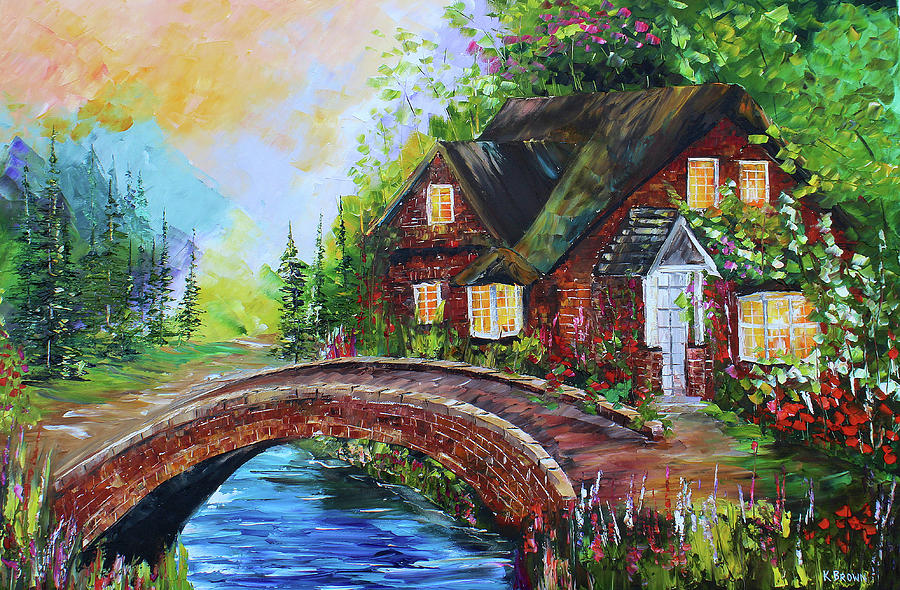 Village Bridge Painting by Kevin Brown