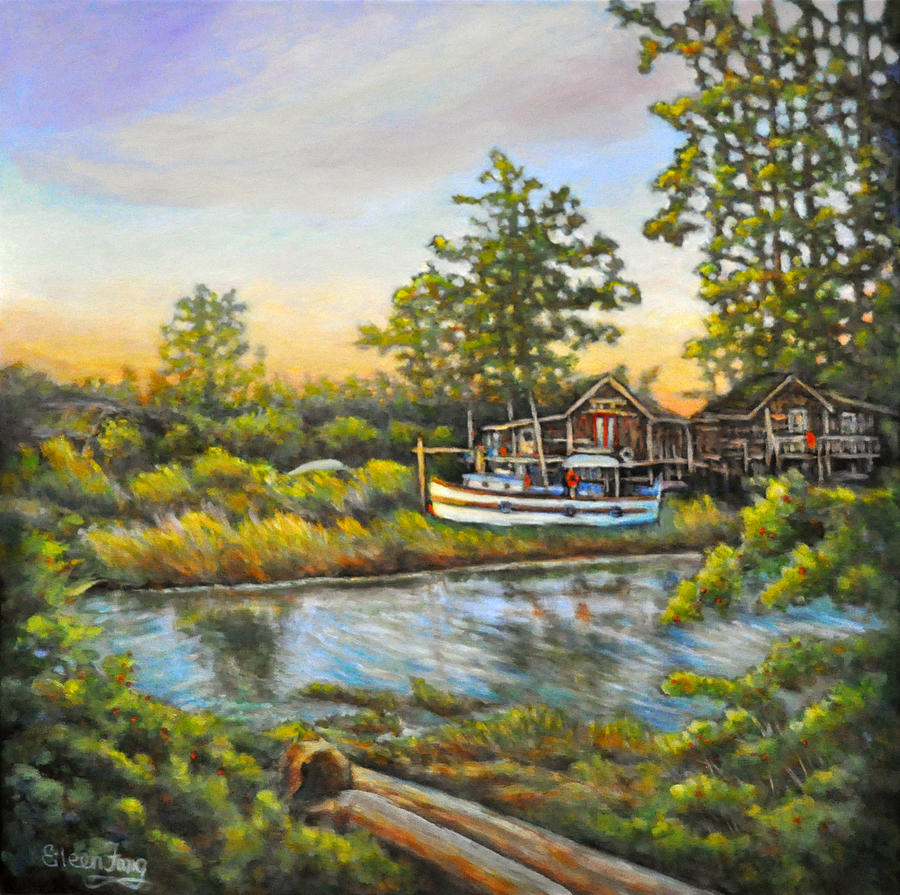 Village by the River Painting by Eileen  Fong