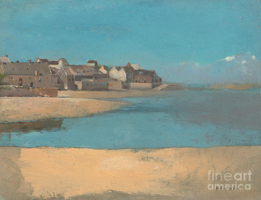 Village By The Sea In Brittany Painting by Odilon Redon