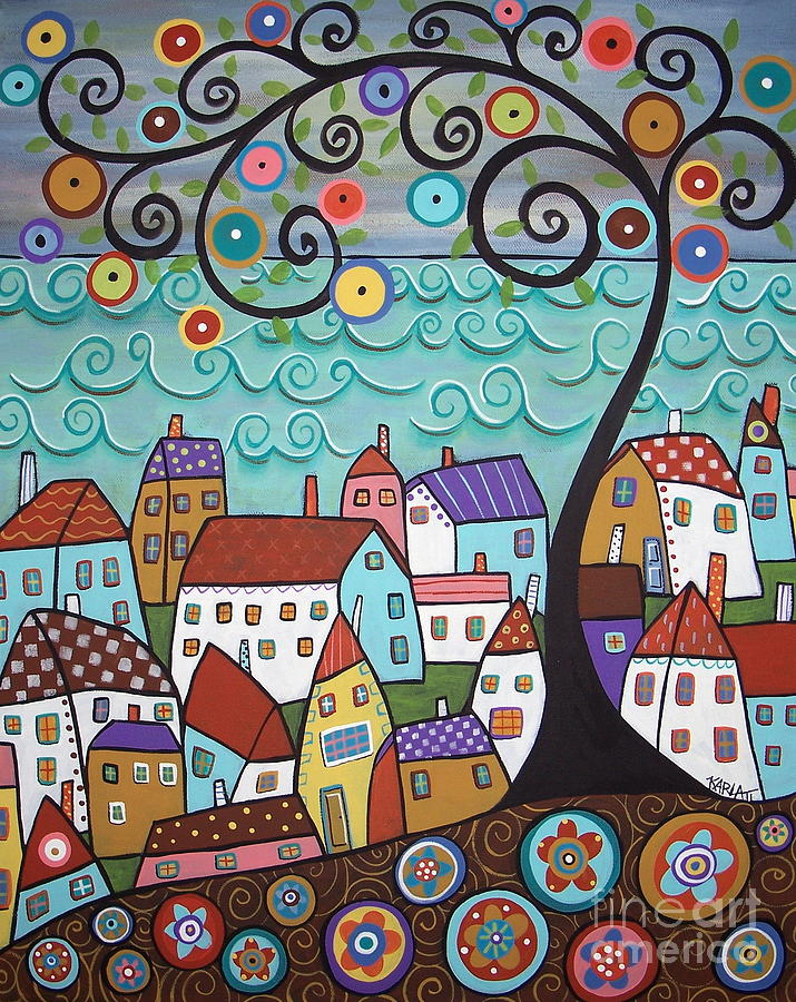 Seascape Painting - Village By The Sea by Karla Gerard