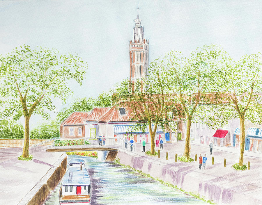 Village Canal Painting by Laura Richards