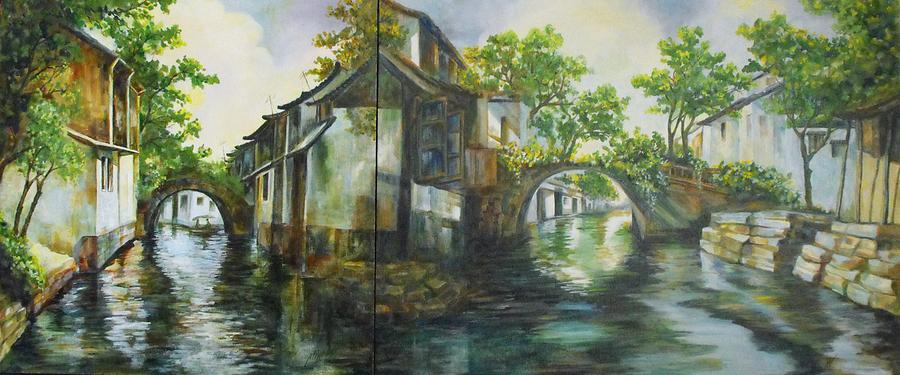 Village Canals Painting by L R B