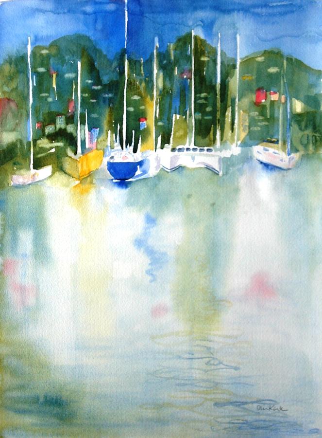 Village Cay Reflections Painting by Diane Kirk