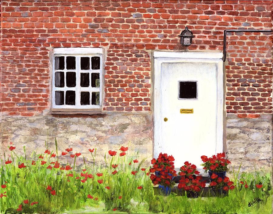 Brick Painting - Village Doorway by Deborah Butts