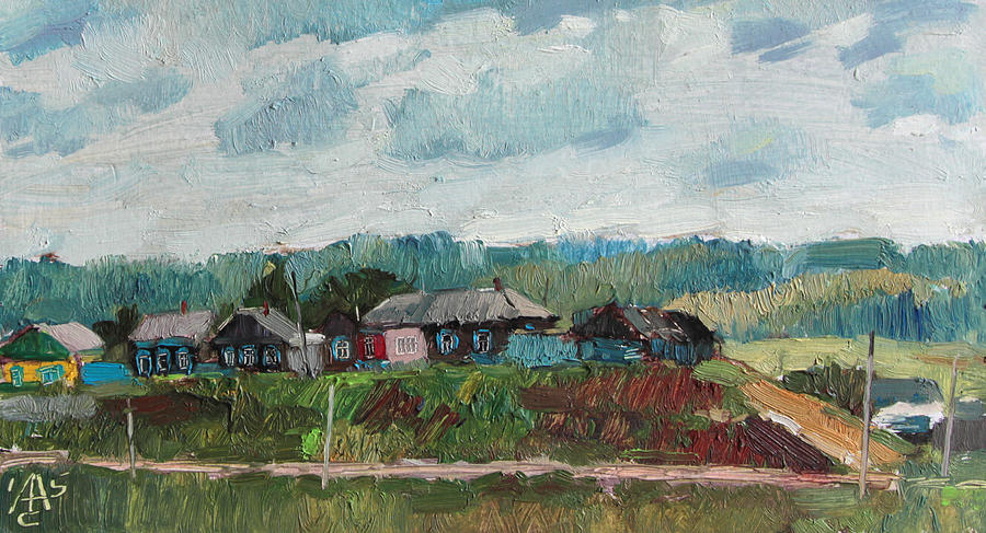 Village Houses. Summer Painting