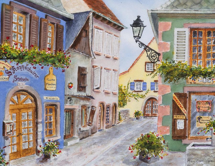 Village in Alsace Painting by Mary Ellen Mueller Legault