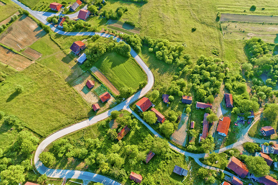Village in rural Croatia aerial view Photograph by Brch Photography
