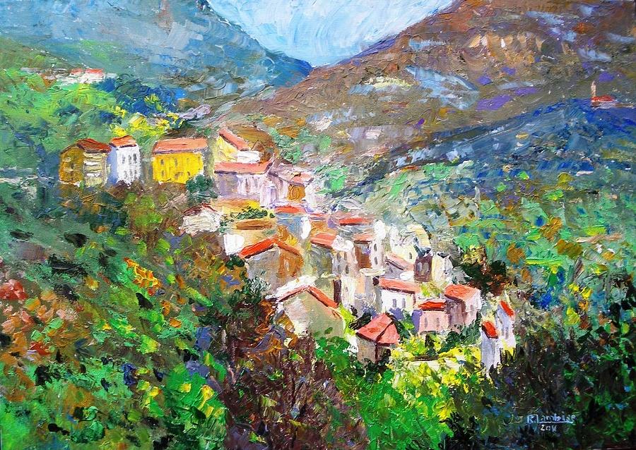 Village in the mountains Painting by Rolando Lambiase | Fine Art America