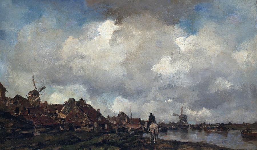 Village near Schiedam. 1852-1894 by Jacob Maris Painting by Celestial Images