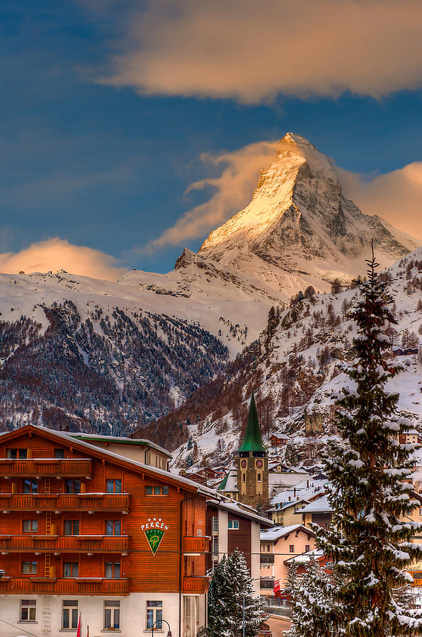 Village of Zermatt with Matterhorn Photograph by Brenda Jacobs