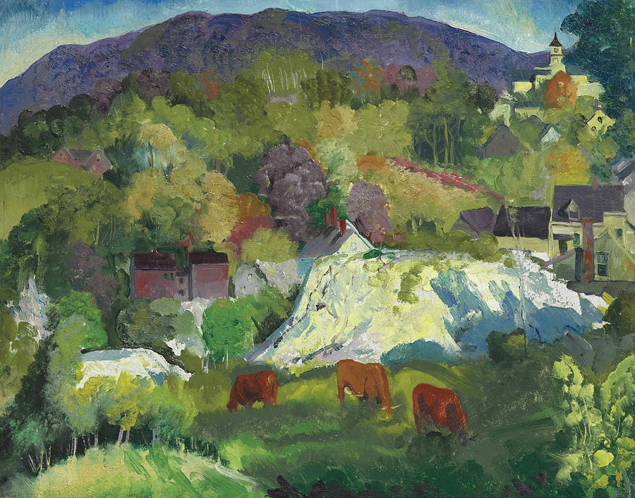 Tree Painting - Village on the Hill by George Bellows