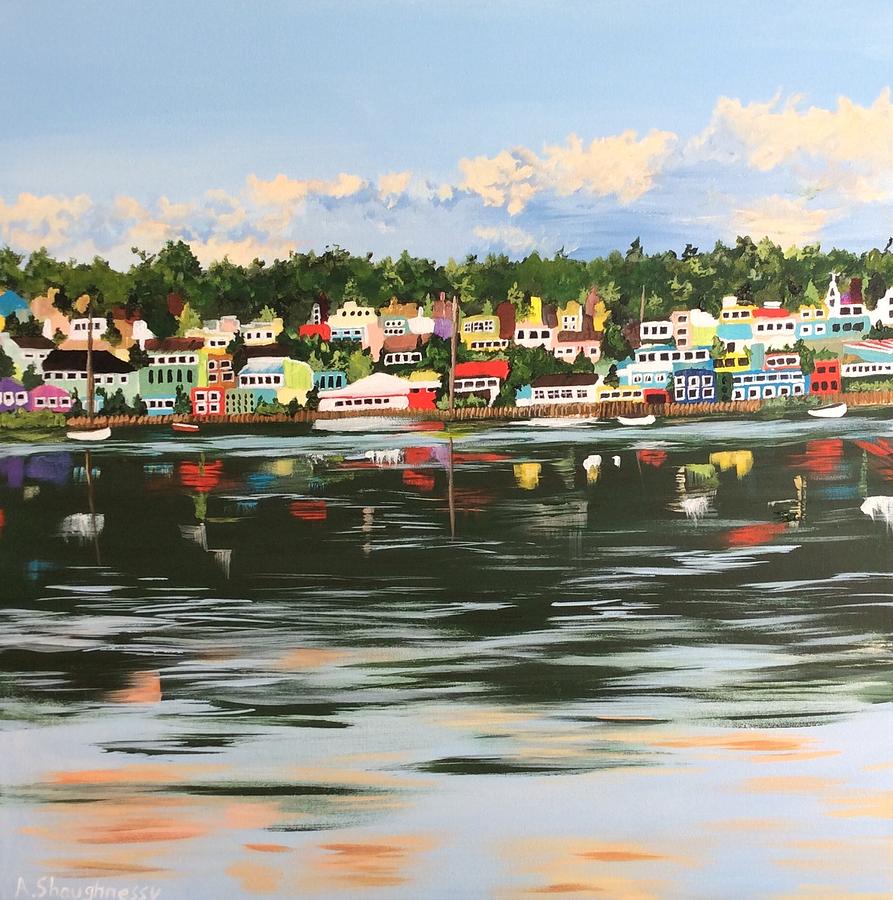 Village on the Water Painting by Anne Shaughnessy