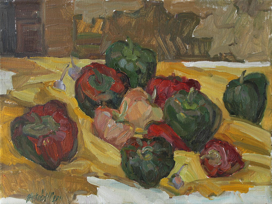 Village peppers Painting by Juliya Zhukova