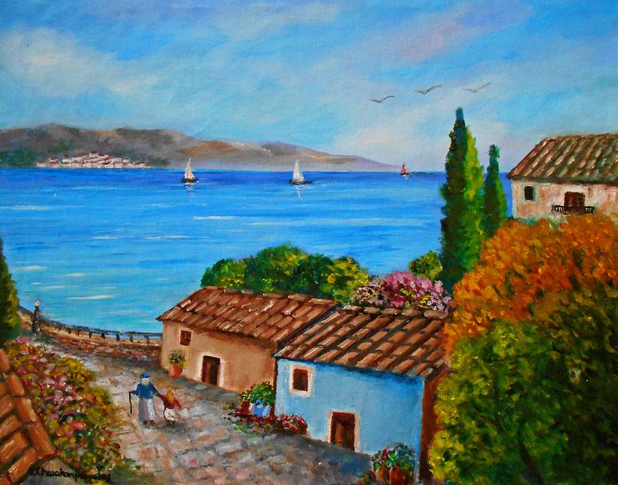 Village Perigiali - Greece Painting by Konstantinos Charalampopoulos